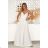 Elegantes, glitzerndes Partykleid mit geometrischem Ausschnitt und Trägern für Damen (Größen 34-46) POLISH FASHION PMLBC24320-20 weiß 34
