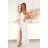 Elegantes, glitzerndes Partykleid mit geometrischem Ausschnitt und Trägern für Damen (Größen 34-46) POLISH FASHION PMLBC24320-20 weiß 34