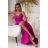 Elegantes, glitzerndes Partykleid mit geometrischem Ausschnitt und Trägern für Damen (Größen 34-46) POLISH FASHION PMLBC24320-20 růžová fuchsiová 44