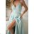 Elegantes, glitzerndes Partykleid mit geometrischem Ausschnitt und Trägern für Damen (Größen 34-46) POLISH FASHION PMLBC24320-20 zelená mintova 34