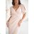 Elegantes, glitzerndes Partykleid mit geometrischem Ausschnitt und Trägern für Damen (Größen 34-46) POLISH FASHION PMLBC24320-20 beige 46