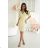 Elegantes, glitzerndes Partykleid mit geometrischem Ausschnitt und Trägern für Damen (Größen 34-46) POLISH FASHION PMLBC24320-20 žlutá 36
