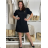 Elegantes Kurzarmkleid mit Rüschen für Damen (S/M/L) Italienische Mode IMWAX260001/DR S / M / L dunkelbraun
