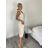 Kleid mit 3/4 Ärmeltasche für Damen (uni sl) ITALIAN Fashion IMWD20529 S / M / L beige