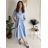 Langärmliges Hemdkleid für Damen mit Gürtel (S/M EINHEITSGRÖSSE) ITALIAN FASHION IMPSH24210151