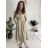 Langärmliges Hemdkleid für Damen mit Gürtel (S/M EINHEITSGRÖSSE) ITALIAN FASHION IMPSH24210151