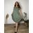 Sommerkleid oval Kurzarm Damen Übergröße (50/52/54 Einheitsgröße) ITALIAN FASHION IM425011  grünes Khaki