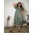 Sommerkleid oval Kurzarm Damen Übergröße (50/52/54 Einheitsgröße) ITALIAN FASHION IM425011  grünes Khaki