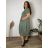 Sommerkleid oval Kurzarm Damen Übergröße (50/52/54 Einheitsgröße) ITALIAN FASHION IM425011  grünes Khaki