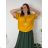 Sommerkleid oval Kurzarm Damen Übergröße (50/52/54 Einheitsgröße) ITALIAN FASHION IM425011  žlutá hořčicová