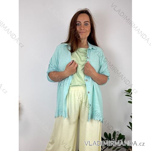 Sommerkleid oval Kurzarm Damen Übergröße (50/52/54 Einheitsgröße) ITALIAN FASHION IM425011 54/56/58 türkis