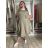 Übergroßer gestrickter Langarmpullover für Damen (S/M EINHEITSGRÖSSE) ITALIAN FASHION IMSN2416125 44/46/48 Hellbeige
