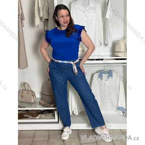 Sommerkleid oval Kurzarm Damen Übergröße (50/52/54 Einheitsgröße) ITALIAN FASHION IM425011 S / M / L blau