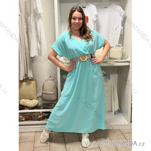 Sommerhemdkleid mit Gürtel, kurze Ärmel, Damen (42/44/46 EINHEITSGRÖSSE) ITALIAN FASHION IM425036
