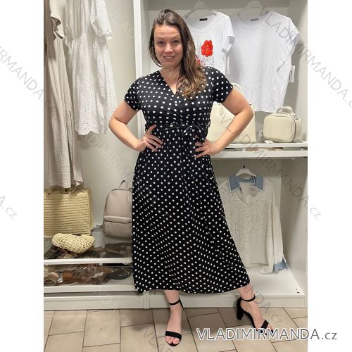 Langes Sommerkleid mit kurzen Ärmeln für Damen (Einheitsgröße S/M) ITALIAN FASHION IM323101 S / M / L schwarz