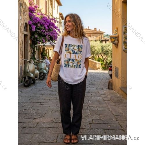 Kurzarm-T-Shirt für Damen (XS/S/M Einheitsgröße) ITALIAN FASHION IMM25M2415CIAO