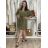 Kurzärmliges Sommerkleid für Damen (S / M ONE SIZE) ITALIAN FASHION IMWB22017 XL/2XL Khaki