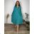 Langes Leinen-Hemdkleid für Damen mit langen Ärmeln (S/M ONE SIZE) ITALIAN FASHION IMPLI2272014 44/46/48 grüne Erbse