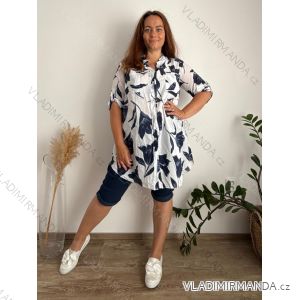 Leinenhemdkleid Kurzarm Damen (S / M ONE SIZE) ITALIAN FASHION IM722110