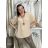 Klassisches Kurzarmkleid Damen (uni s-l) ITALIENISCHES MODA IMC20206  beige