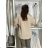 Klassisches Kurzarmkleid Damen (uni s-l) ITALIENISCHES MODA IMC20206  beige
