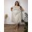 Langes, elegantes Sommerkleid mit Gürtel, kurzen Ärmeln, Damengröße Oversize (46/48/50, Einheitsgröße), italienische Mode, IM426175 44/46/48 beige