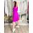 Langes Chiffon-Kurzarmkleid für Damen (S/M ONE SIZE) ITALIAN FASHION IMWGS231048 S / M / L růžová fuchsiová