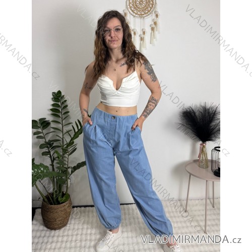 Elegante, lange Jogginghose für Damen (Einheitsgröße S/M/L) ITALIAN FASHION IMD23634 hellblau S / M / L