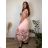 Langes, kurzärmeliges Kleid mit Polka-Dots für Damen (Einheitsgröße S/M/L) Italienische Mode IMWGM260012