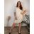Sommerkleid oval Kurzarm Damen Übergröße (50/52/54 Einheitsgröße) ITALIAN FASHION IM425011 46/48/50 beige