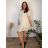 Sommerkleid oval Kurzarm Damen Übergröße (50/52/54 Einheitsgröße) ITALIAN FASHION IM425011 46/48/50 beige