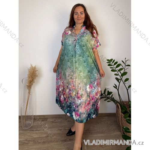 Sommerkleid oval Kurzarm Damen Übergröße (50/52/54 Einheitsgröße) ITALIAN FASHION IM425011 54/56/58 grün