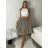 Langes Chiffon-Kurzarmkleid für Damen (S/M ONE SIZE) ITALIAN FASHION IMWGS231048 S / M / L dunkelbeige