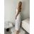 Langes Chiffon-Kurzarmkleid für Damen (S/M ONE SIZE) ITALIAN FASHION IMWGS231048 S / M / L weiß