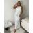 Langes Chiffon-Kurzarmkleid für Damen (S/M ONE SIZE) ITALIAN FASHION IMWGS231048 S / M / L weiß