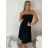 Langes Chiffon-Kurzarmkleid für Damen (S/M ONE SIZE) ITALIAN FASHION IMWGS231048 S / M / L schwarz