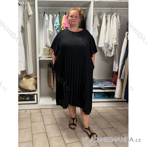 Shirt verlängert 3/4 Langarm Damen (L/XL/2XL ONE SIZE) ITALIAN FASHION IM423025  schwarz