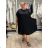 Shirt verlängert 3/4 Langarm Damen (L/XL/2XL ONE SIZE) ITALIAN FASHION IM423025  schwarz