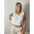 Langes Chiffon-Kurzarmkleid für Damen (S/M ONE SIZE) ITALIAN FASHION IMWGS231048 S / M / L weiß