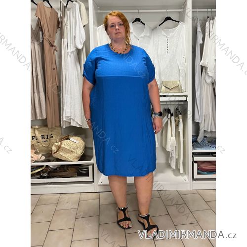 Sommerkleid oval Kurzarm Damen Übergröße (50/52/54 Einheitsgröße) ITALIAN FASHION IM425011 46/48/50 Königsblau
