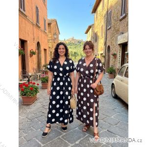 Langes, kurzärmeliges Kleid mit Polka-Dots für Damen (Einheitsgröße S/M/L) Italienische Mode IMWGM2600026/DUR
