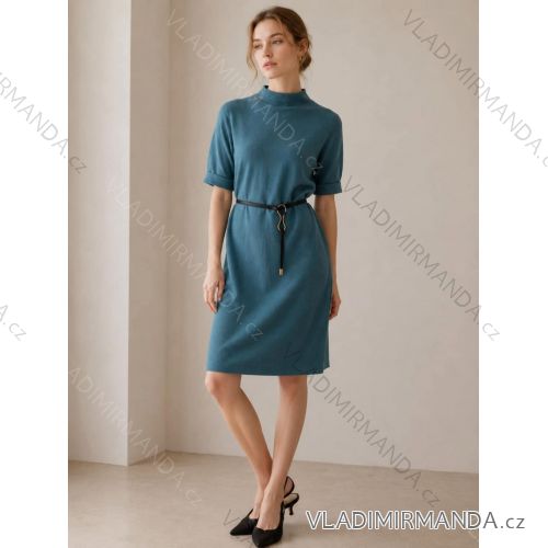 Damen-Strickkleid mit Stehkragen und langen Ärmeln, Oversize (XL/2XL/3XL, Einheitsgröße), italienische Mode, IMC260242