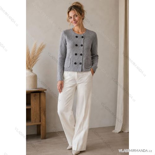 Damen-Strickpullover mit langen Ärmeln und Knöpfen (Einheitsgröße S/M/L) ITALIENISCHE MODE IMC260246