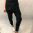 Baggy Pants lange Frauen (UNI S-M) ITALIENISCHE MODE IMD20250 S / M schwarz