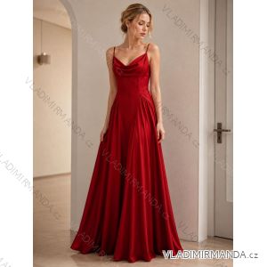 Elegantes, langes Partykleid aus Satin mit Trägern (Einheitsgröße S/M/L) ITALIENISCHE MODE IMC260271