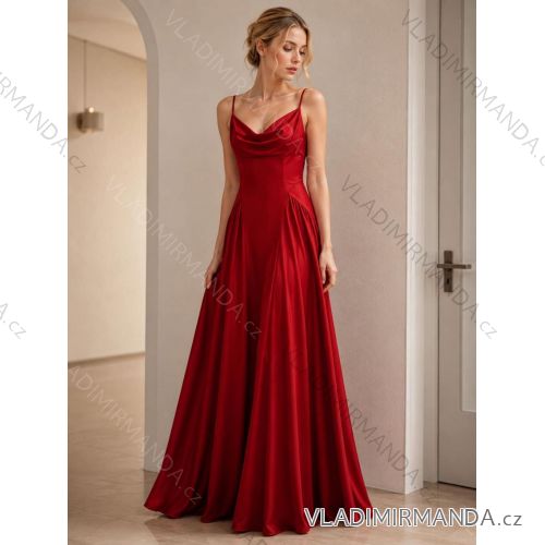 Elegantes, langes Partykleid aus Satin mit Trägern (Einheitsgröße S/M/L) ITALIENISCHE MODE IMC260271