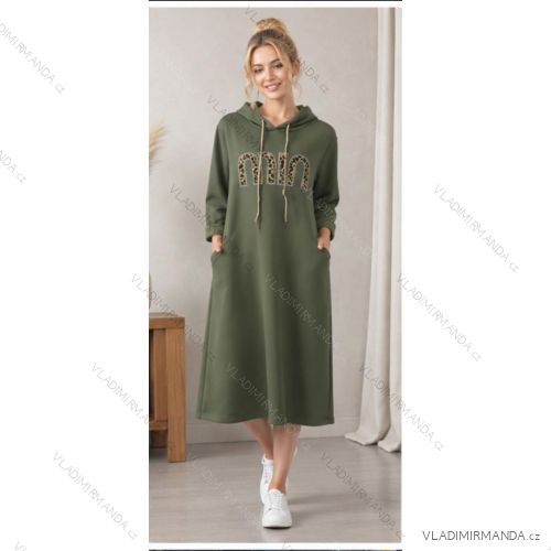 Damen-Kapuzenkleid mit langen Ärmeln, Oversize (44/46/48/50, Einheitsgröße), italienische Mode, IMC260286