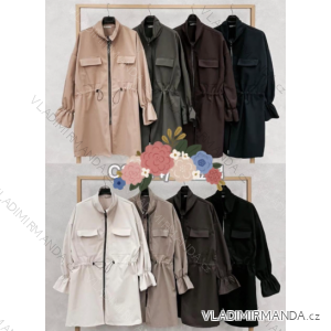 Damen-Parkajacke mit langen Ärmeln und Reißverschluss, Oversize (44/46, Einheitsgröße), italienische Mode, IMC260250