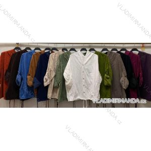 Damen-Sweatshirt aus Baumwolle mit langen Ärmeln, leichter Cord, Oversize (44/46/48, Einheitsgröße), italienische Mode, IMC260258