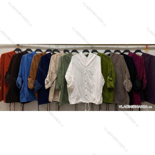 Damen-Sweatshirt aus Baumwolle mit langen Ärmeln, leichter Cord, Oversize (44/46/48, Einheitsgröße), italienische Mode, IMC260258